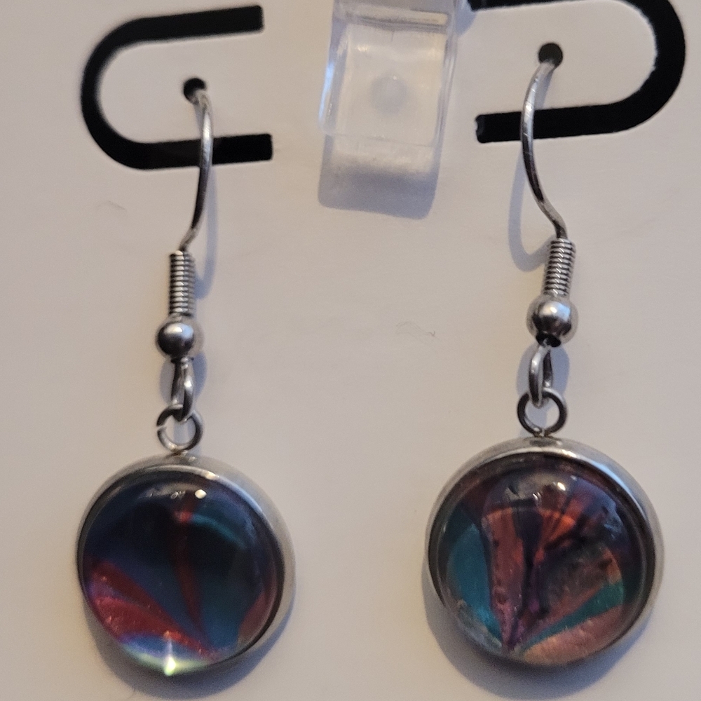 Handpainted glass earrings